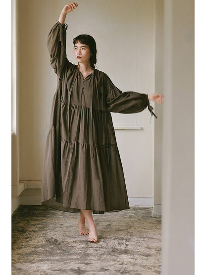 コットンシフォンティアードドレス