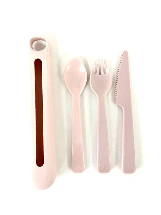 【Hip】OBP Silicon Cutlery Holder with Cutlery set3_DUSTY PINK