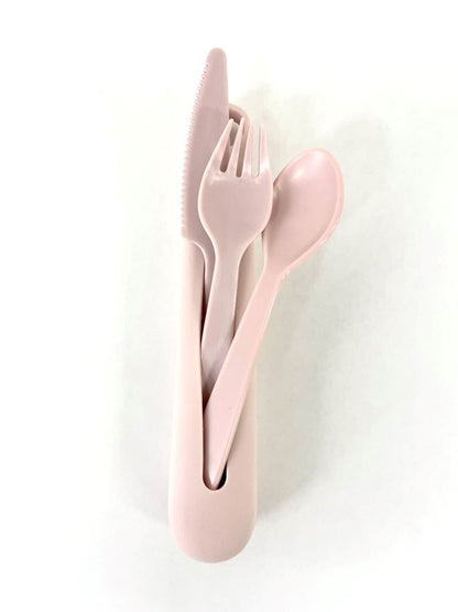 【Hip】OBP Silicon Cutlery Holder with Cutlery set3_DUSTY PINK