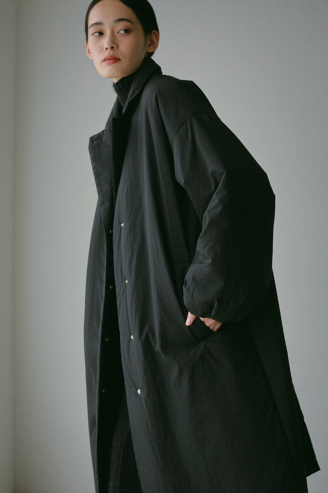 新品❣️ロゴ入り中綿ライナー付きコート セール】撥水加工リブカラー中綿ロングコート（ダウンジャケット