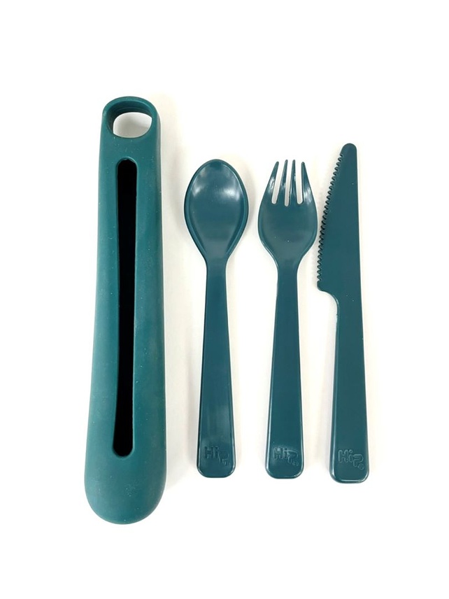 【Hip】OBP Silicon Cutlery Holder with Cutlery set3_JADE