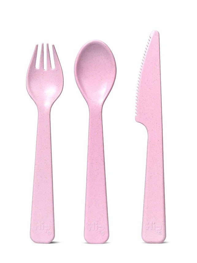 【Hip】OBP Silicon Cutlery Holder with Cutlery set3_DUSTY PINK